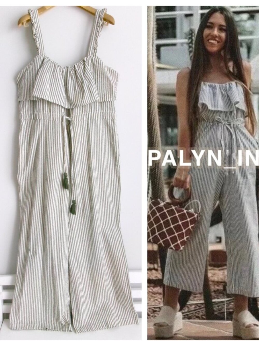 NWOT ZARA WOMEN'S 100% COTTON STRIPE JUMPSUIT Sz-M